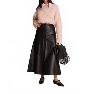 NEW MUNTHE women's tuxya vegan leather skirt in black